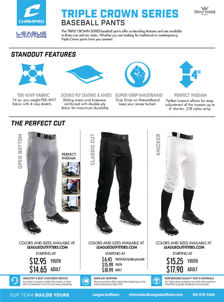 Triple Crown Baseball Pants League Outfitters