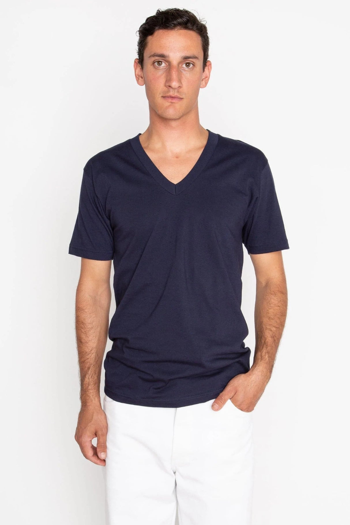 Los Angeles Apparel Unisex USA-Made Fine Jersey V-Neck T-Shirt Los Angeles Apparel