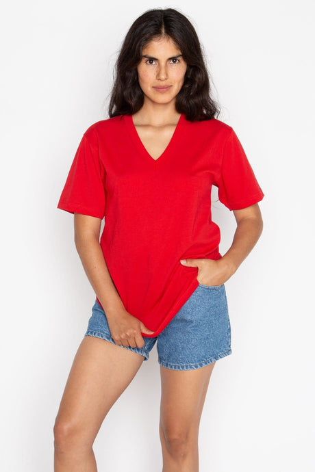 Los Angeles Apparel Unisex USA-Made Fine Jersey V-Neck T-Shirt Los Angeles Apparel